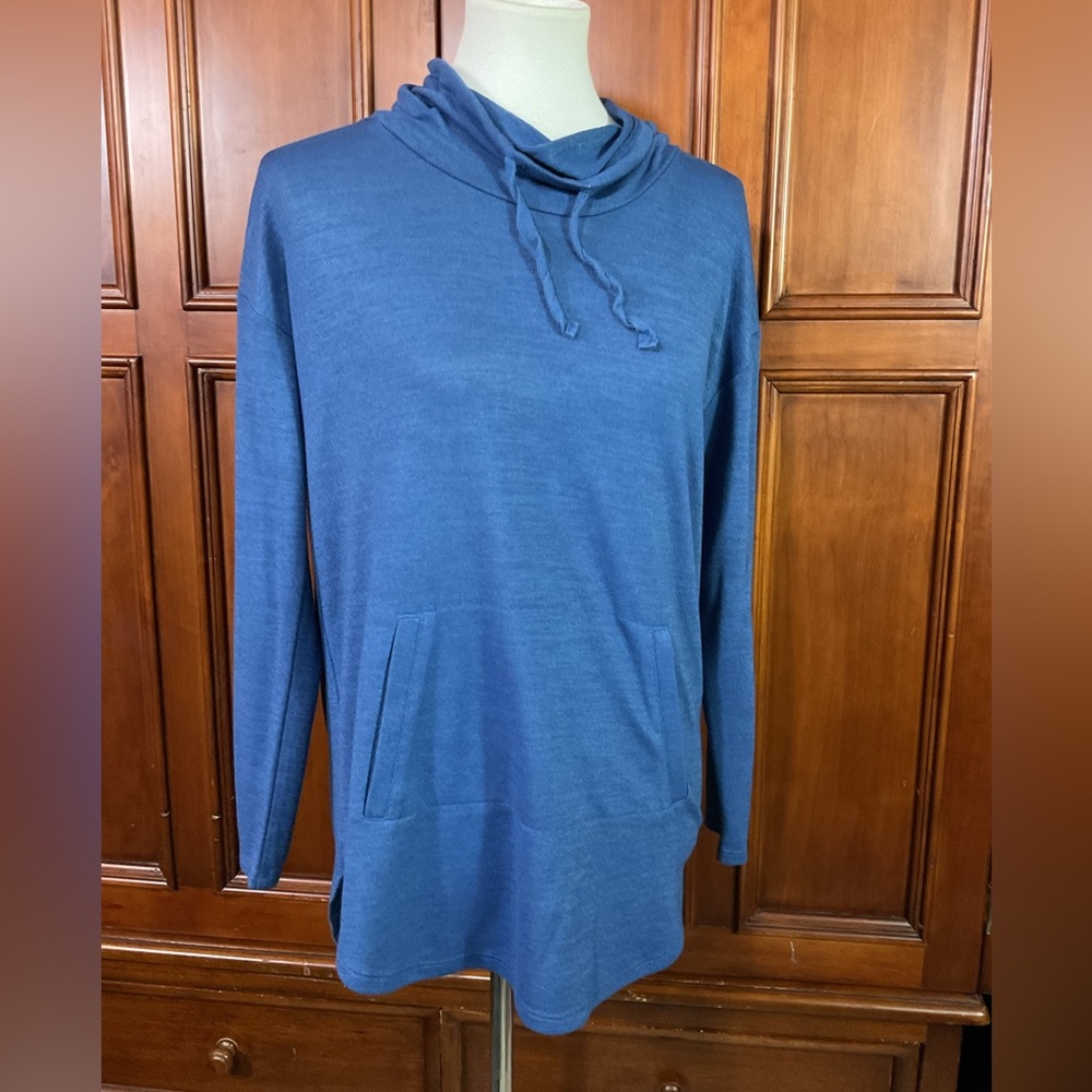 Banana Republic Women’s Cowl Neck Luxespun Size Small Solid Blue Gorgeous Lightw